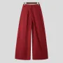INCERUN Mens Pants Pleated High Waisted Loose Fit Casual Wide Leg Trousers Men Fashion Solid Color Long Pants
