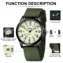 BIDEN Simple Calendar Sports Waterproof Quartz Watch Comfortable Nylon Strap Luminous Pointer Men Watch with Alloy Case