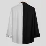 Camisas de ocio transpirables con un solo bolsillo y parches en contraste para hombre