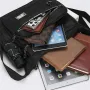 Men's Large Capacity Business Casual Crossbody Bag Multiple Pockets Soft Lightweight Nylon Fabric Adjustable Strap Messenger Bag
