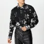 INCERUN Mens Floral Print Fringe Patchwork Long-Sleeve Shirt Fashion Tassel Deco Lapel Top for Male S-5XL