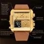 POEDAGAR Luxury Men Quartz Watch Fashion Rectangle Sport Watch Waterproof Multifunction Electronic Dual Display Wristwatch