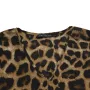 ZANZEA Women Plus Size Leopard Print Long Dress V-Neck Puff Sleeve Lace-Up Maxi Dress For Women