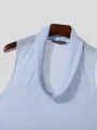 INCERUN Men Tank Knitted Transparent Top Sold Color Loose Neck Soft Tank Top Casual Daily Summer Vests Men Clothing S-5XL