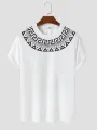 ChArmkpR Mens Geometric Tribal Stitching Short Sleeve Soft T-Shirts