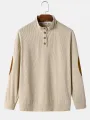 ChArmkpR Mens Pullover Hoodies Two Tone Patchwork Stand Collar Corduroy Pullover Sweatshirts