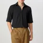 INCERUN Mens Solid Textured Casual Short Sleeve Shirt Fashion V-neck Lapel Top for Male