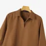 ZANZEA Women's Dresses Turn-Down-Collar 3/4 Sleeve Elegant Office Side Split Plain Maxi Shirt Dress
