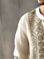 Mens Vintage Plant Print Half Button Long Sleeve Henley Shirts