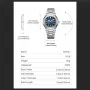 CRRJU Men's Quartz Watch Stainless Steel Band Waterproof Luminous Square Dial Business Casual Fashion Date Wristwatch