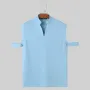INCERUN Mens Solid Knit Textured Notched Neck T-Shirt Comfortable Stand Collar Short Sleeve Top for Male