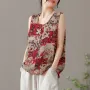 ZANZEA Womens Vintage Sleeveless Tops Bohemian Printed Round Neck Camisoles S-5XL