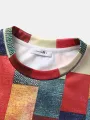 ChArmkpR Erkek Kazak Kapşonlular Renk Blok Patchwork Yuvarlak Yaka Bol Kazak Sweatshirtler
