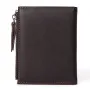Ekphero Genuine Leather Mens Wallet Man Zipper Short Small Coin Purse Male Rfid Anti-theft Swipe Card Purse Multicard Slot ID Credit Holder