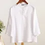 ZANZEA Women Button Summer O-Neck 3/4 Sleeve Solid Blouses Casual Cotton Linen Shirts for Women Loose Fit