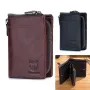 BULLCAPTAIN Men's Genuine Leather Wallet Detachable Coin Purse Large Capacity Multi-card Slots Card Holder Money Clip