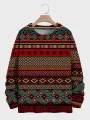 Mens Allover Ethnic Geometric Print Crew Neck Pullover Sweatshirts