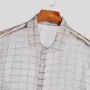 INCERUN Men Shirt Mesh Transparent Plaid Lapel 3/4 Sleeve Short Shirt Fashion Casual Men Clothing Loose Button Camisas
