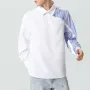 INCERUN Mens Shirts Striped Splicing Long Sleeve Shirt Casual Daily Top Shirt Fashion Side Button Design Male Clothing