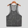 INCERUN Men Tank Tops Mesh Transparent O-neck Sleeveless Vests Streetwear Summer Breathable Fashion Men Clothing S-5XL