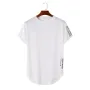 ChArmkpR Mens Letter Japanese Print High Low Curved Hem Short Sleeve T-Shirts