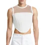 INCERUN Men Tank Top Patchwork Elastic Curved Hem Vests Sleeveless Streetwear Tanks Fashion Casual Men Clothing