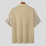 INCERUN Mens Sequin Sparkle Glitter Patchwork T-Shirt Fashion Short Sleeve Lapel Top Tshirt for Men