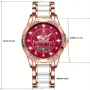 POEDAGAR Women's Luxury Rhinestones Swan Quartz Watch Waterproof Luminous Fashion Date Dial Analog Ceramic Band Wrist Watch