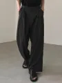 Men Expandable Waist Solid Color Casual Loose Fit Wide-leg Pants