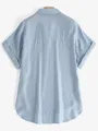 ZANZEA Women Cotton Linen Blouses Solid Button Lapel Roll Sleeve Short Sleeve Casual Shirt Plus Size