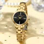 CURREN Luxury Brand Elegant Simple Rhinestone Quartz Watch Waterproof Stainless Steel Strap Gold Wristwatch