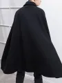 INCERUN Men Lapel Sleeveless Shawl Cape Black Mens Coat Cape Belt Buckle Middle Long Coat Jacket