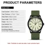 BIDEN Simple Calendar Sports Waterproof Quartz Watch Comfortable Nylon Strap Luminous Pointer Men Watch with Alloy Case