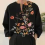 INCERUN Men Flowers Print V-neck Long Sleeve Shirt Comfy Loose Fit Top Shirt for Men Plus Size, Spring Fall