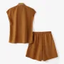 ZANZEA Womens Casual 2pcs Sets Short Sleeve Top Blouse Elastic Waist Pants Loose Suits