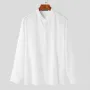 INCERUN Men Solid Color Standing Collar Long Sleeve Shirt Classic Comfortable Casual Shirt for Men Large Size S-5XL