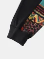 ChArmkpR Mens Pants Ethnic Pattern Patchwork Drawstring Waist Loose Sweatpants Casual Trousers