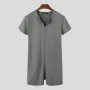 INCERUN Mens Jumpsuit Thin Stretch Comfort Zipper Short Sleeve One-piece Shorts Homewear for Men Large Size S-5XL