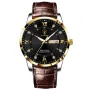 POEDAGAR Luxury Rhinestone Business Men Quartz Watch Calendar Week Luminous Pointer Leather Strap Waterproof Wristwatch