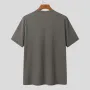 INCERUN Mens Solid Color Rib Knitted Crew Neck T-Shirt Comfortable Breathable Short Sleeve Tshirt for Summer