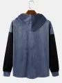 ChArmkpR Mens Color Block Patchwork Fleece Loose Drawstring Hoodies