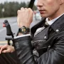 Classic Mechanical Watches Luxury Diamond Dial Black Gold Skeleton Automatic Mens Watch Stainless Steel Strap Wristwatch