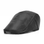 Collrown Berets Mens Flat Caps Genuine Leather Duck Tongue Cap Classic Adjustable Casual Driving Cabbie Hat