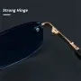 Gradual Blue Lens Frameless Reading Glasses Anti-blue Light UV Protection Comfortable Business Casual Sunglasses with Case