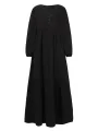 ZANZEA Plus Size Women Long Dress Solid Color V-neck Long Sleeve Causal Maxi Dress