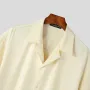 INCERUN Mens Shirts Fashion Floral Print Revere Collar Short Sleeve Shirt Summer Daily Beach Shirts