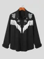 Mens Embroidered Fringe Long Sleeve Shirt