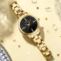 CURREN Luxury Brand Elegant Simple Rhinestone Quartz Watch Waterproof Stainless Steel Strap Gold Wristwatch