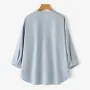ZANZEA Womens Daily Casual Crew Neck Puff Sleeve Shirts Office Lady Button Up Solid Blouses with Pockets