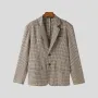 INCERUN Mens Plaid Single Breasted Casual Blazer Fashion Loose Fit Lapel Button Front Outwear for Male Large Size S-5XL